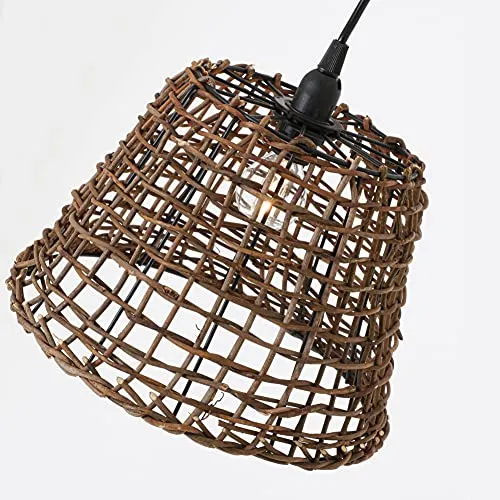 Luminaire Delhi, suspension rotin, 60 W, marron, ø29 x H25 cm