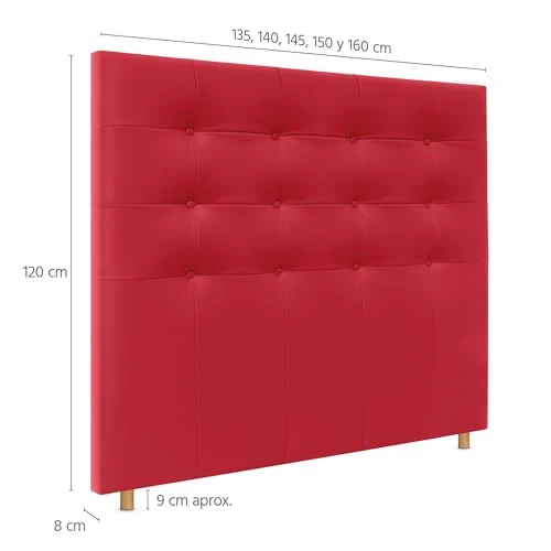 DHOME Tête de lit tapissée Capitoné en similicuir pour lit double (rouge, 160 cm)