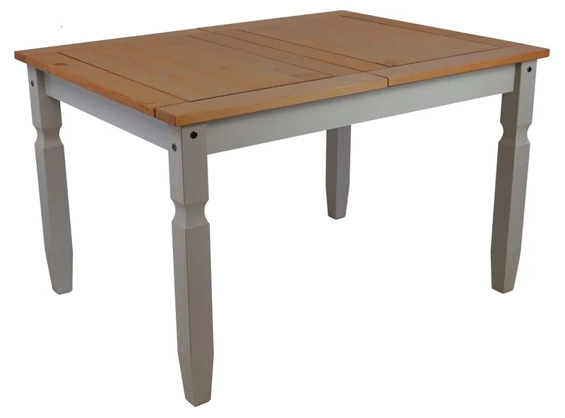 Corona Table de salle à manger rustique en bois massif avec finition vieillie et construction robuste pour les petits espaces Gris 1,2 m