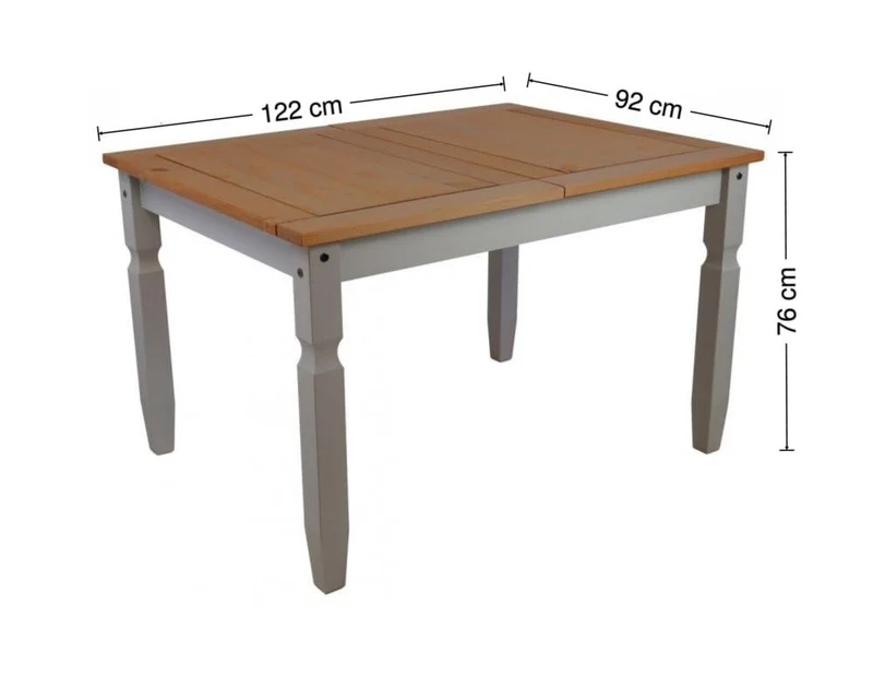 Corona Table de salle à manger rustique en bois massif avec finition vieillie et construction robuste pour les petits espaces Gris 1,2 m