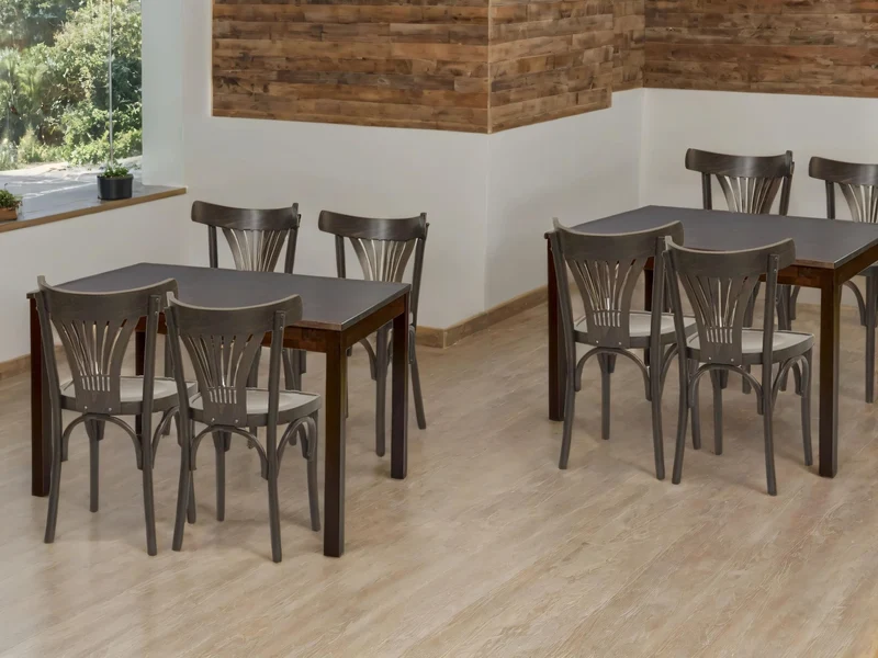 METRO Professional Chaises Lyra, Style Bistrot en Bois de Hêtre, Brun Noyer, Lot de 2, 80 x 44 x 49 cm