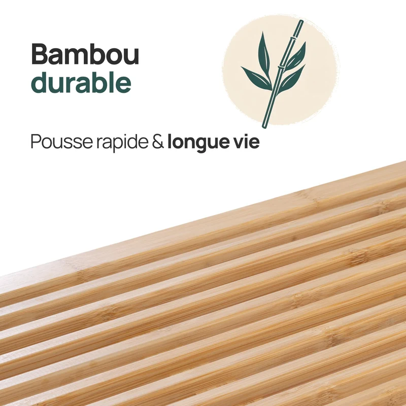 Banc en Bambou – Meuble d'entrée ou Salle de Bain 90x33x43 cm, supporte Jusqu’à 250 kg – Banc Pratique et Décoratif pour Rangement, Meuble Salon ou Salle de Bain