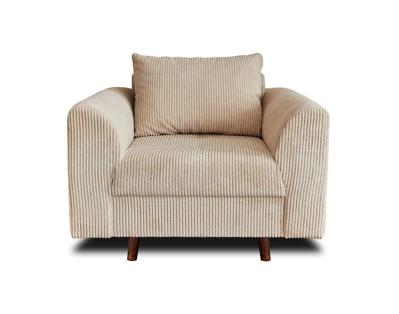 Lisa Design - Fauteuil Rune en Velours Côtelé Beige - Salon