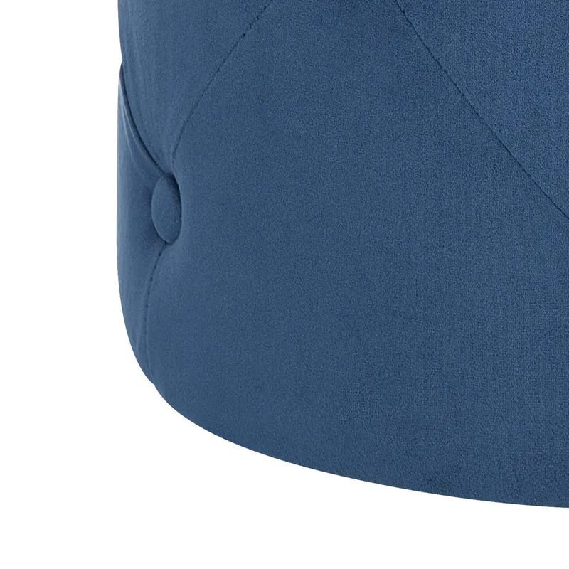 Beliani Pouf de Forme Cylindrique Type Chesterfield fabriqué en Velours Synthétique Bleu Foncé pour Salon ou Chambre Moderne