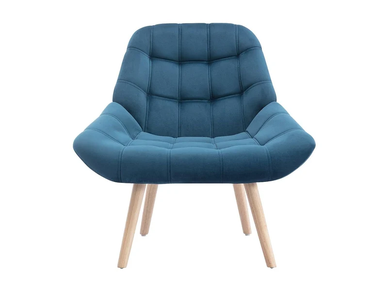 Vente-unique - Fauteuil en Velours Bleu Canard LUOSTO - Scandinave