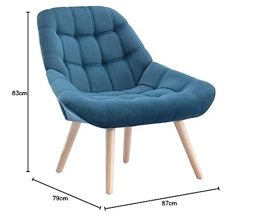 Vente-unique - Fauteuil en Velours Bleu Canard LUOSTO - Scandinave