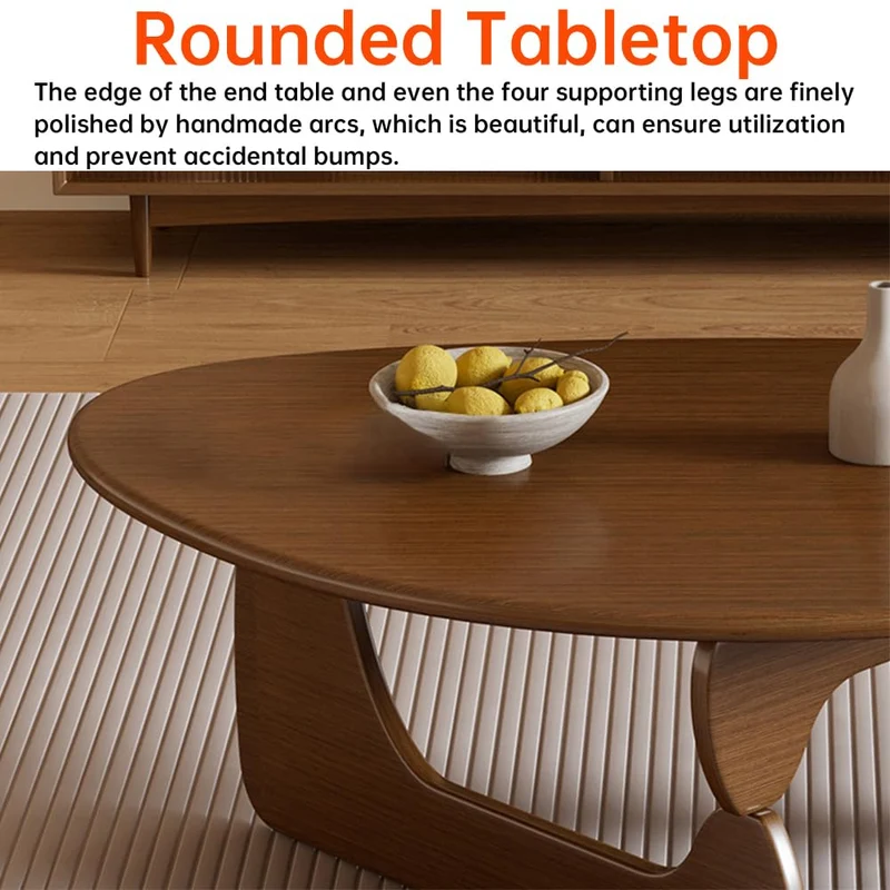 Table Basse Triangulaire en Bois d'hévéa, Style Milieu du siècle, en Noyer, pour Salon, Petite Table Ovale, Marron, Abstraite, Rustique, pour Bureau, extérieur, Patio