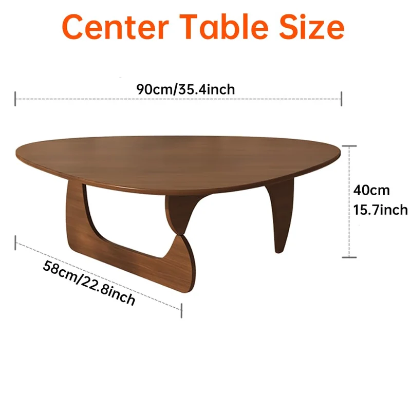 Table Basse Triangulaire en Bois d'hévéa, Style Milieu du siècle, en Noyer, pour Salon, Petite Table Ovale, Marron, Abstraite, Rustique, pour Bureau, extérieur, Patio