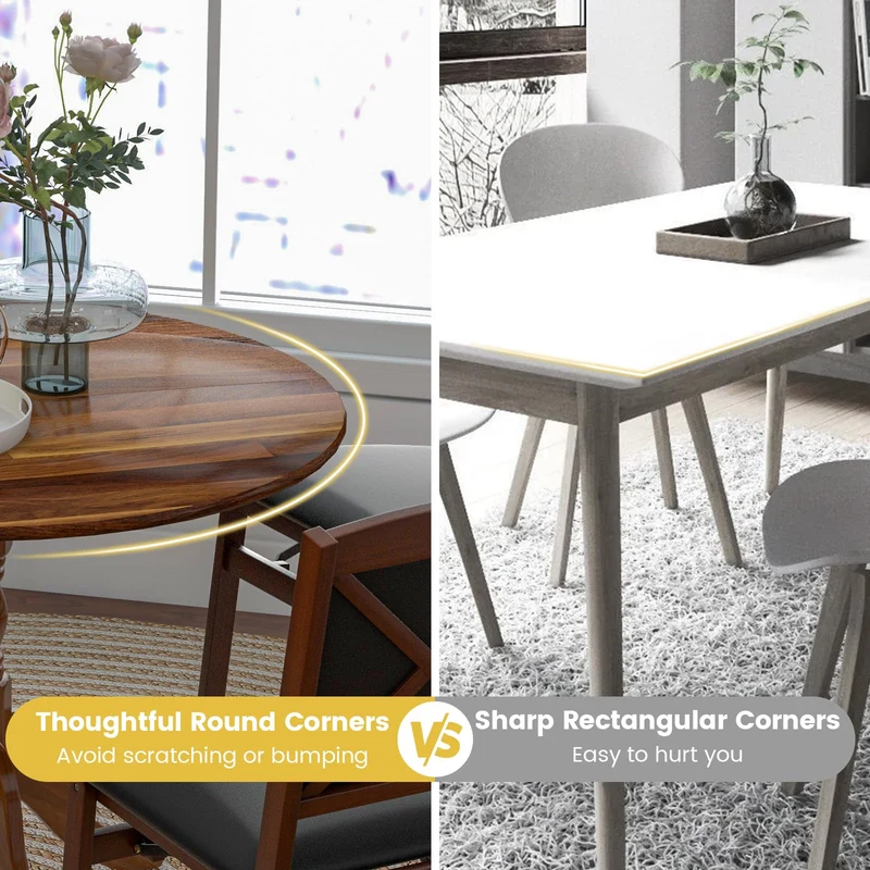 GIANTEX Table à Manger Rustique en Bois avec Plateau Rond et Pieds Incurvés, Table Ronde pour 4 Personnes, Cadre en Bois de Caoutchouc, pour Cuisine, Salle à Manger, Salon, 100 x 100 x 73 cm (Noyer)
