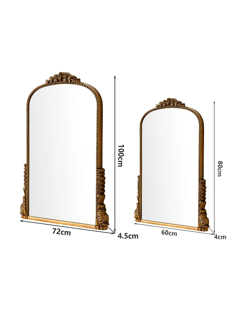SHYFOY Grand Miroir Mural Baroque Antique, Miroir Entree Doré, Grand Miroir Mural Salon, Decoration Murale, 100 x 72 cm, Or