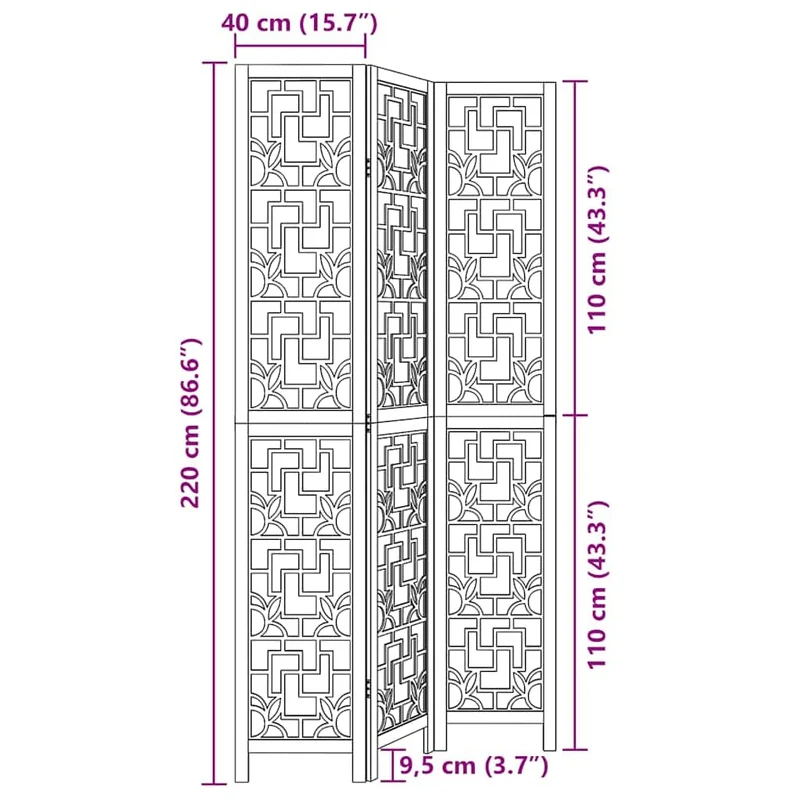 Cloison Amovible sans Percage, Cloison de séparation 3 Panneaux Marron Bois Paulownia Massif, Room Divider pour Chambre, Salon, Bureau
