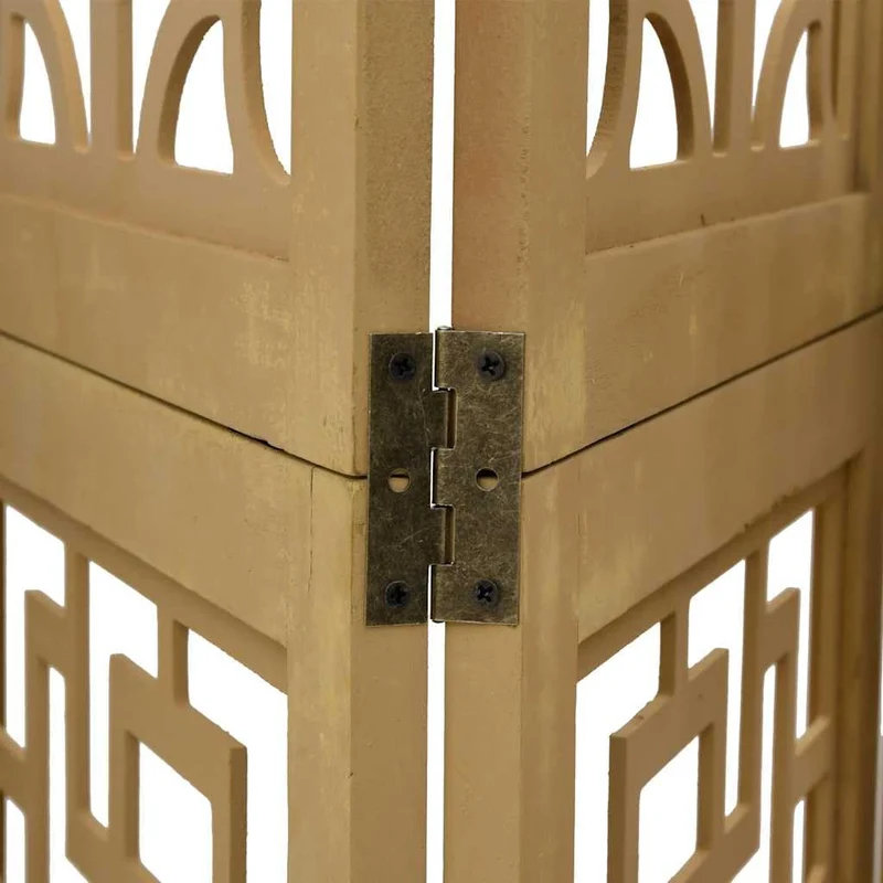Cloison Amovible sans Percage, Cloison de séparation 3 Panneaux Marron Bois Paulownia Massif, Room Divider pour Chambre, Salon, Bureau