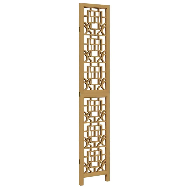 Cloison Amovible sans Percage, Cloison de séparation 3 Panneaux Marron Bois Paulownia Massif, Room Divider pour Chambre, Salon, Bureau