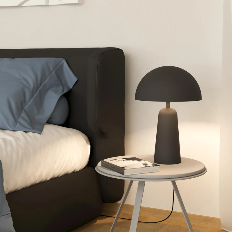 Eglo Lampe de chevet Aranzola, lampe à poser géométrique, lampe de table en métal noir et blanc, luminaire décoratif pour salon et chambre, douille E27
