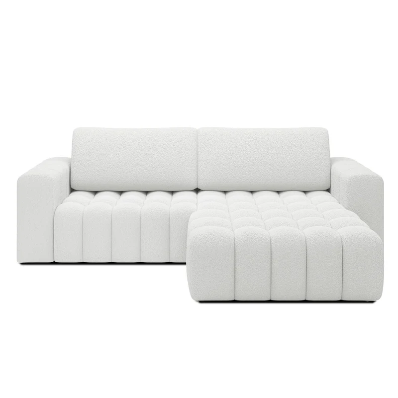 INTENSE DECO Canapé d'angle Droit Convertible Clovis Bouclette Blanc