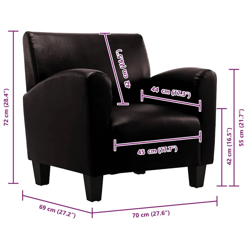 vidaXL Fauteuil en Cuir PU Brun foncé
