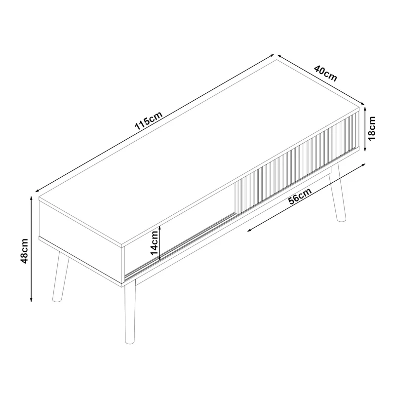 [en.casa] Meuble TV Design Scandinave avec 2 Portes Coulissantes Passe-Câbles Banc Télévision avec Espace de Rangement Panneau de Particules MDF Bois de Pin 115 x 40 x 48 cm Effet Chêne