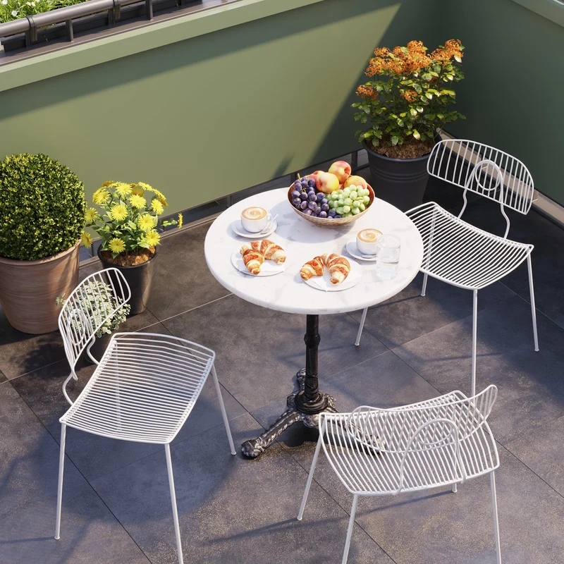 Kare Design Table Bistrot Ronde 60cm marbre Blanc