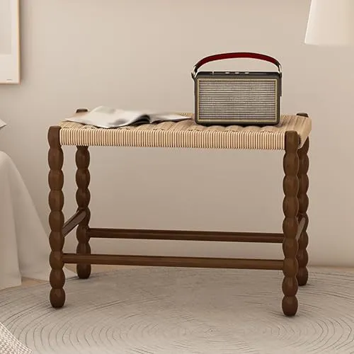 NMVAWIPT Chaise De Salle À Manger d'art Moderne, Assise Tressée en Corde, Bois Massif, Idéale for Le Salon, La Cuisine, Chambre, Balcon Ou Bureau(Black,Set of 1)