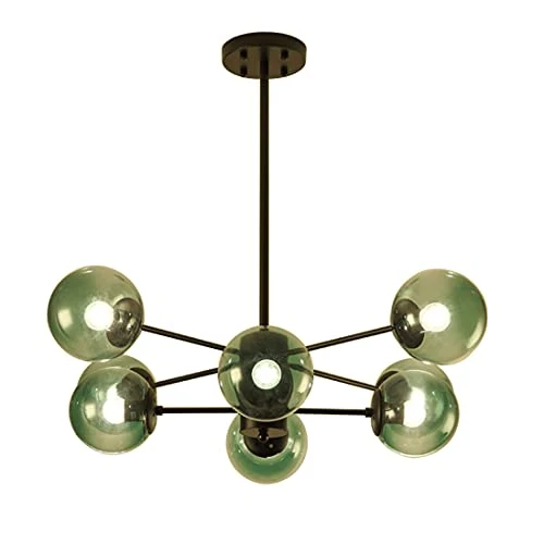 DRYIC Lustre, Lustre Suspension Globes En Verre Spoutnik Suspension Pour Îlot de Cuisine Salon Chambre Salle À Manger/Green/8-
