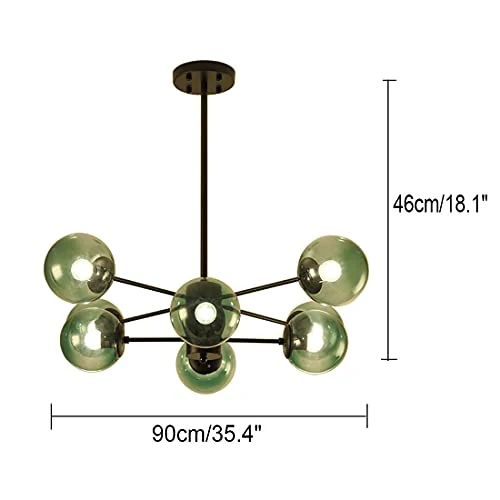 DRYIC Lustre, Lustre Suspension Globes En Verre Spoutnik Suspension Pour Îlot de Cuisine Salon Chambre Salle À Manger/Green/8-