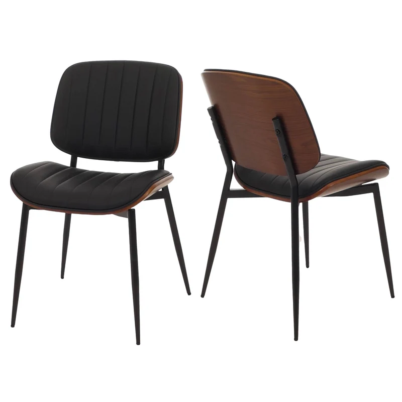 Mendler Lot de 2 chaises de Salle à Manger HWC-O44 MVG Aspect Noyer, Noir
