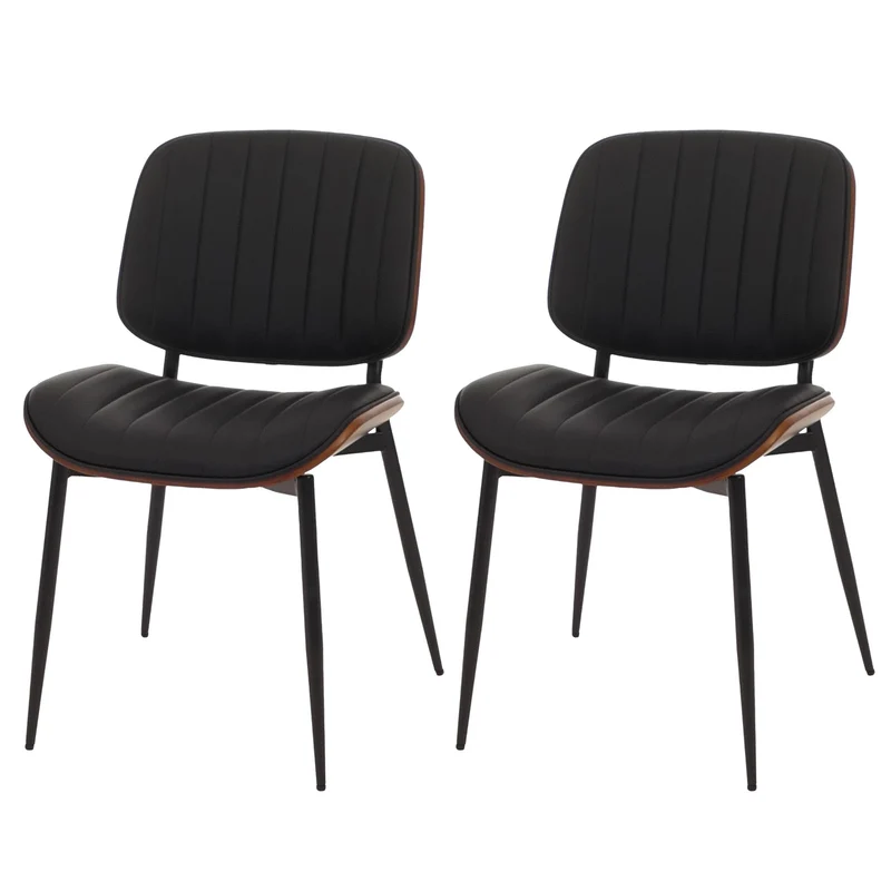 Mendler Lot de 2 chaises de Salle à Manger HWC-O44 MVG Aspect Noyer, Noir