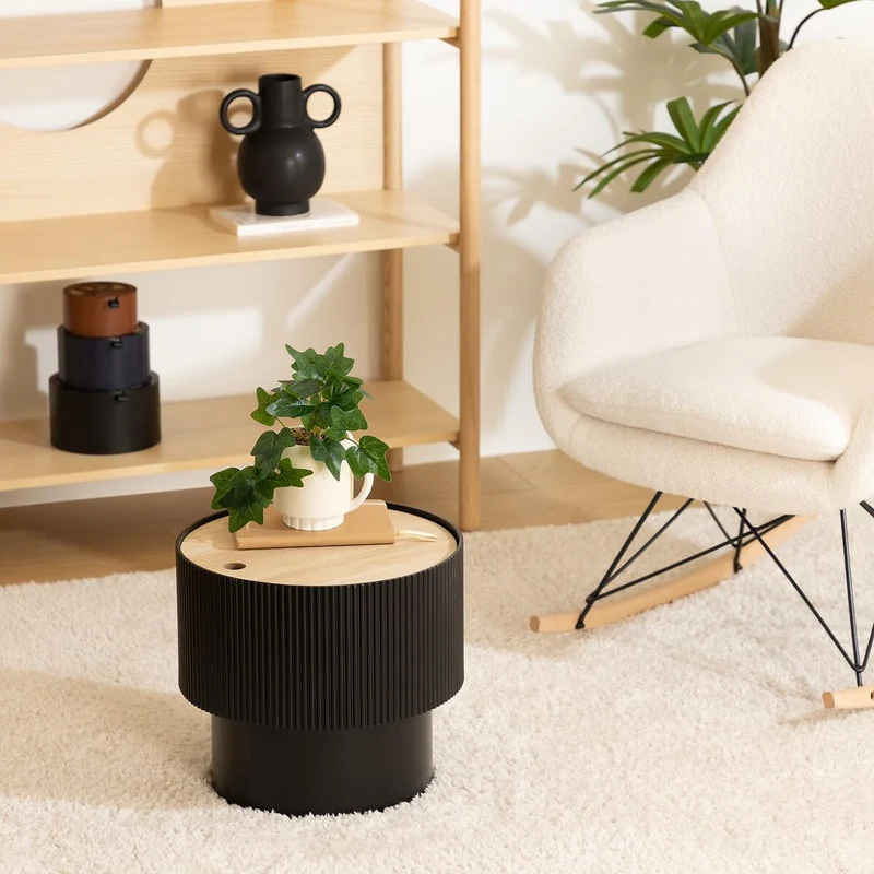Atmosphera - Table à café Enola en placage frêne D38,5cm Noir
