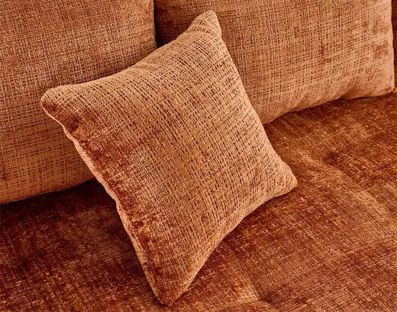 Lisa Design - Rune - canapé Droit 3 Places en Velours texturé, Rouille