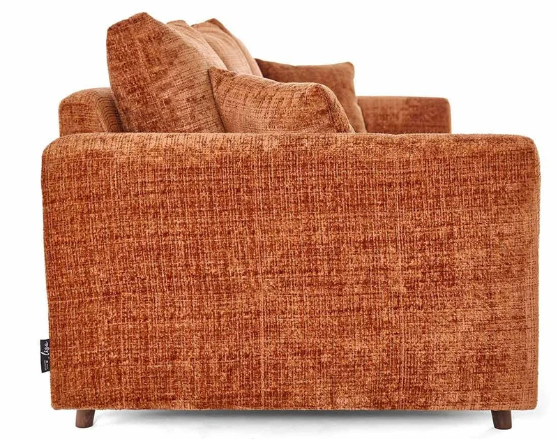 Lisa Design - Rune - canapé Droit 3 Places en Velours texturé, Rouille