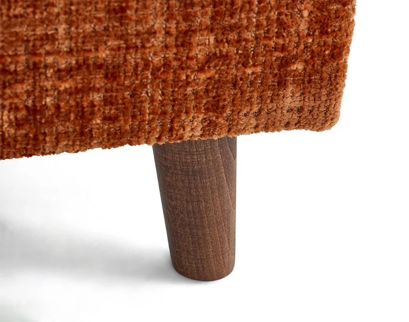 Lisa Design - Rune - canapé Droit 3 Places en Velours texturé, Rouille