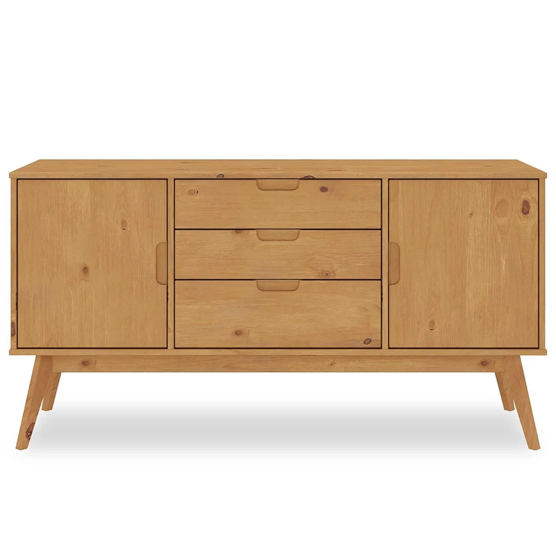 IDIMEX Buffet Salle à Manger Tivoli L 145 cm en Bois Massif Finition Bois Naturel teinté avec 3 tiroirs et 2 Portes battantes, Un Meuble de Rangement Style scandinave, Finition élégante