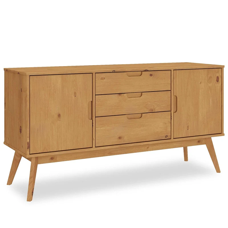 IDIMEX Buffet Salle à Manger Tivoli L 145 cm en Bois Massif Finition Bois Naturel teinté avec 3 tiroirs et 2 Portes battantes, Un Meuble de Rangement Style scandinave, Finition élégante