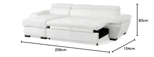 Vente-unique - Canapé d'angle Convertible en Cuir JONOVA - Blanc - Angle Gauche