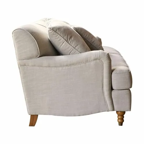 Loberon Canapé Isa en velours de polyester, bois de pin, env. 80 x 224 x 95 cm, lin