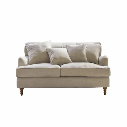 Loberon Canapé Isa en velours de polyester, bois de pin, env. 80 x 224 x 95 cm, lin