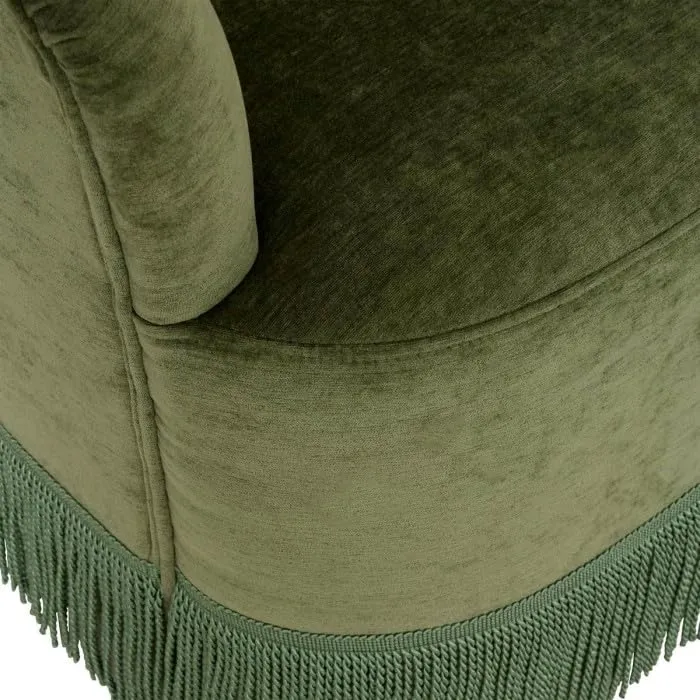 Paris Prix Atmosphera Créateur d'intérieur - Fauteuil Chenille à Franges Alanya 71cm Kaki