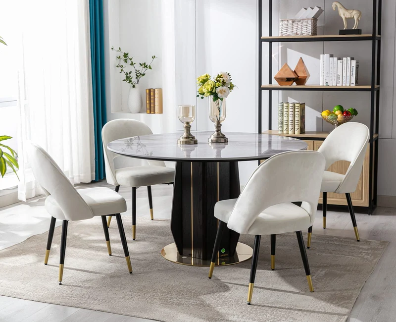 chairus Chaises de Salle à Manger sans Accoudoirs Lot de 2 Chaise de Bureau en Velours Moderne Chaise Rembourrée pour Cuisine Salon (Beige-2)