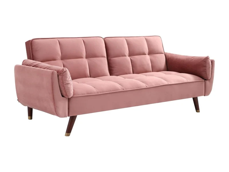 Vente-unique - Canapé 3 Places Convertible clic-clac en Velours Rose GULCAN