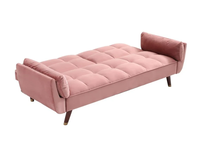Vente-unique - Canapé 3 Places Convertible clic-clac en Velours Rose GULCAN