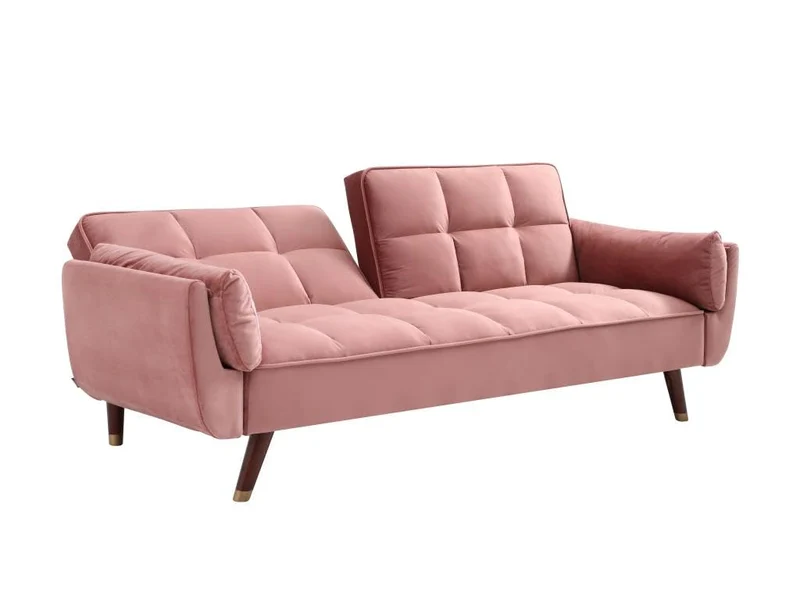 Vente-unique - Canapé 3 Places Convertible clic-clac en Velours Rose GULCAN