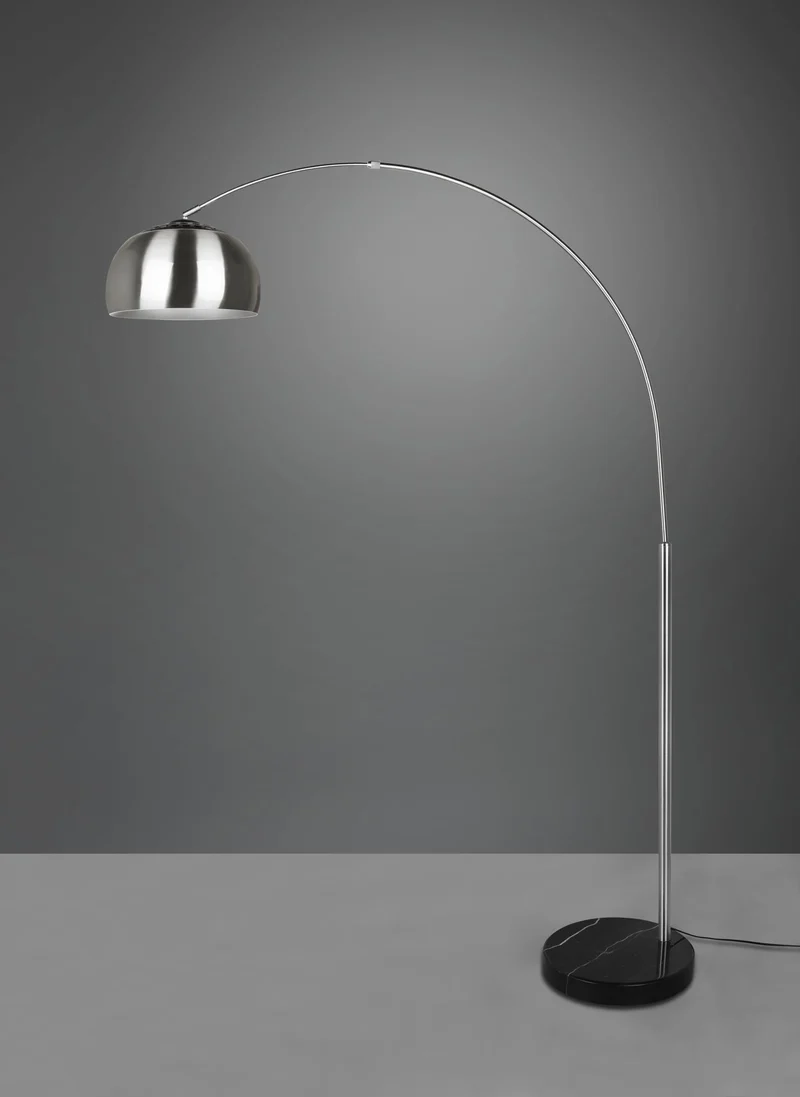 Trio Lampe à arc Argentina 411700107, métal nickel mat, base marbre noir, sauf 1x E27