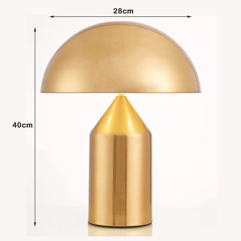 Lampe Champignon Moderne LED Lampe de Chevet Lampea Poser Protection Yeux Bureau Chambre Salon Hôtel Métallique 28x40CM,Gold