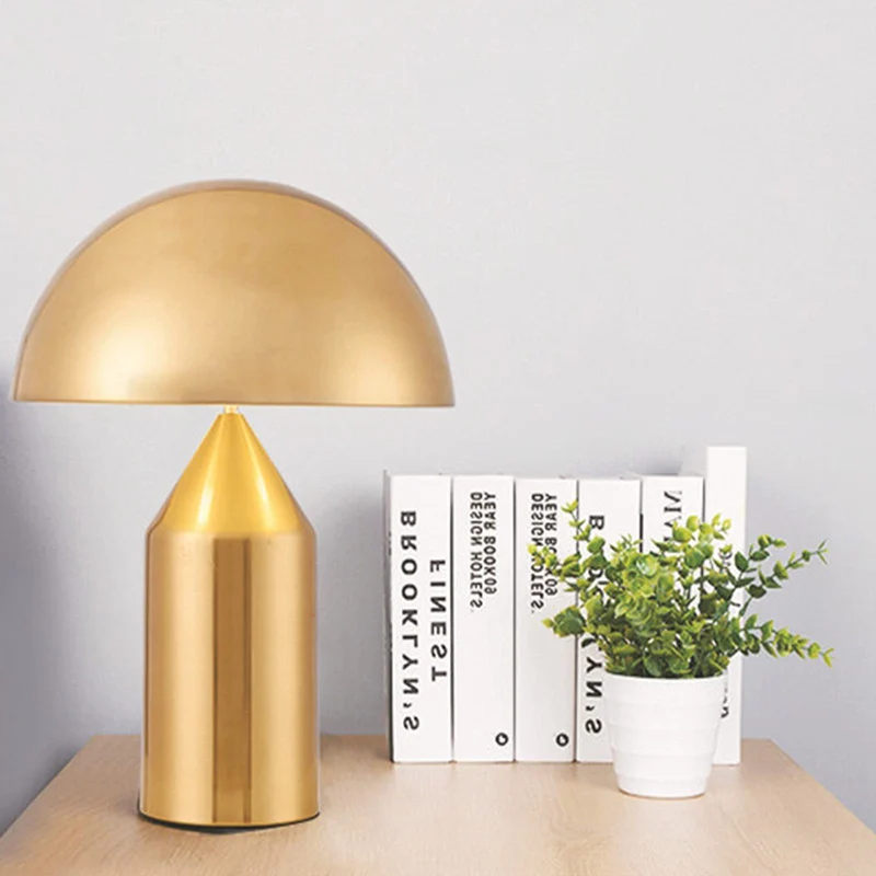 Lampe Champignon Moderne LED Lampe de Chevet Lampea Poser Protection Yeux Bureau Chambre Salon Hôtel Métallique 28x40CM,Gold