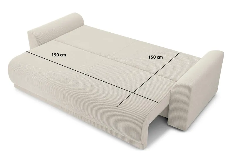 BAÏTA Canapé Droit Convertible Nova 3 Places en Velours côtelé Beige