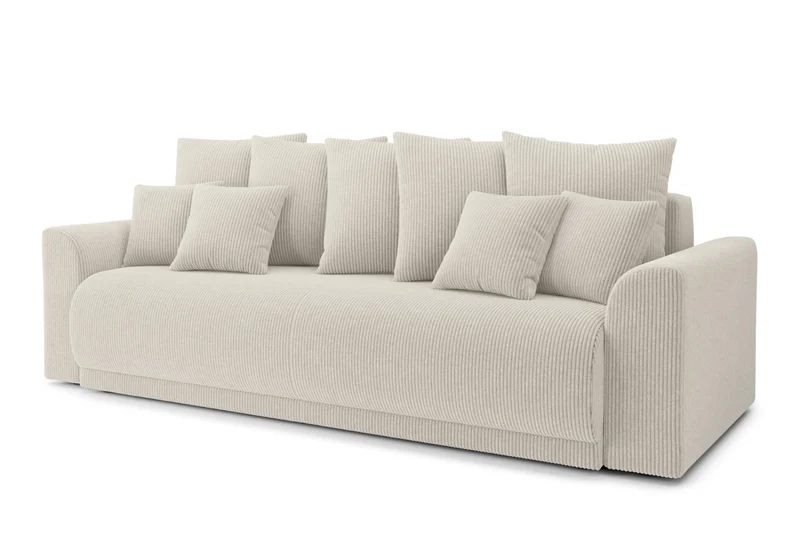 BAÏTA Canapé Droit Convertible Nova 3 Places en Velours côtelé Beige