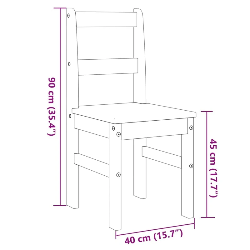 vidaXL Lot de 2 Chaises à Manger, Sièges à Dîner, Chaises de Repas, Meubles de Salle de Séjour Cuisine Maison Intérieur, Bois Massif de Pin