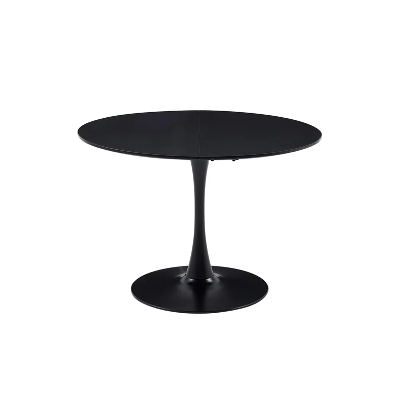 HJhomeheart Table à manger de cuisine ronde, table de loisirs moderne, ensemble de table à manger pour cuisine, salle à manger et bureau, noir, diamètre 110 x 75 (H) cm