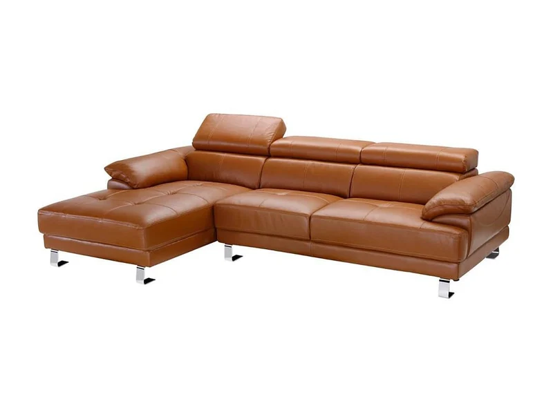 Vente-unique - Canapé d'angle Gauche en Cuir Premium Camel EXCELSIORA