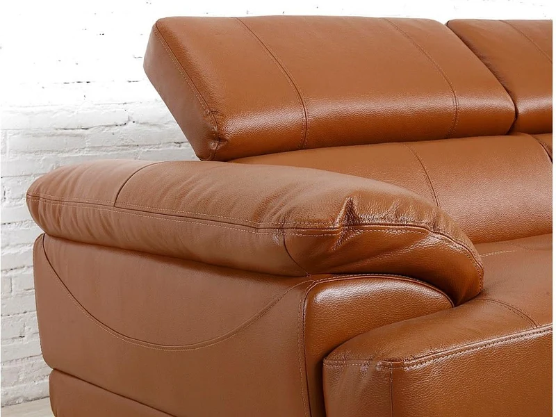 Vente-unique - Canapé d'angle Gauche en Cuir Premium Camel EXCELSIORA